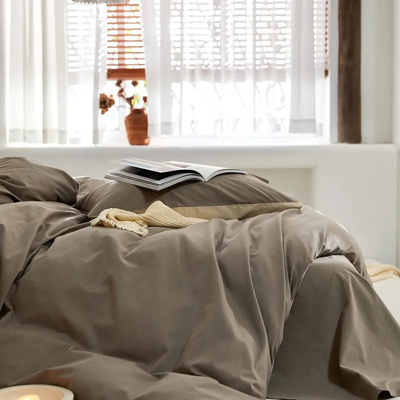 Tranquil Harmony Bedding Sets / Mocha Brown & Soft Cream