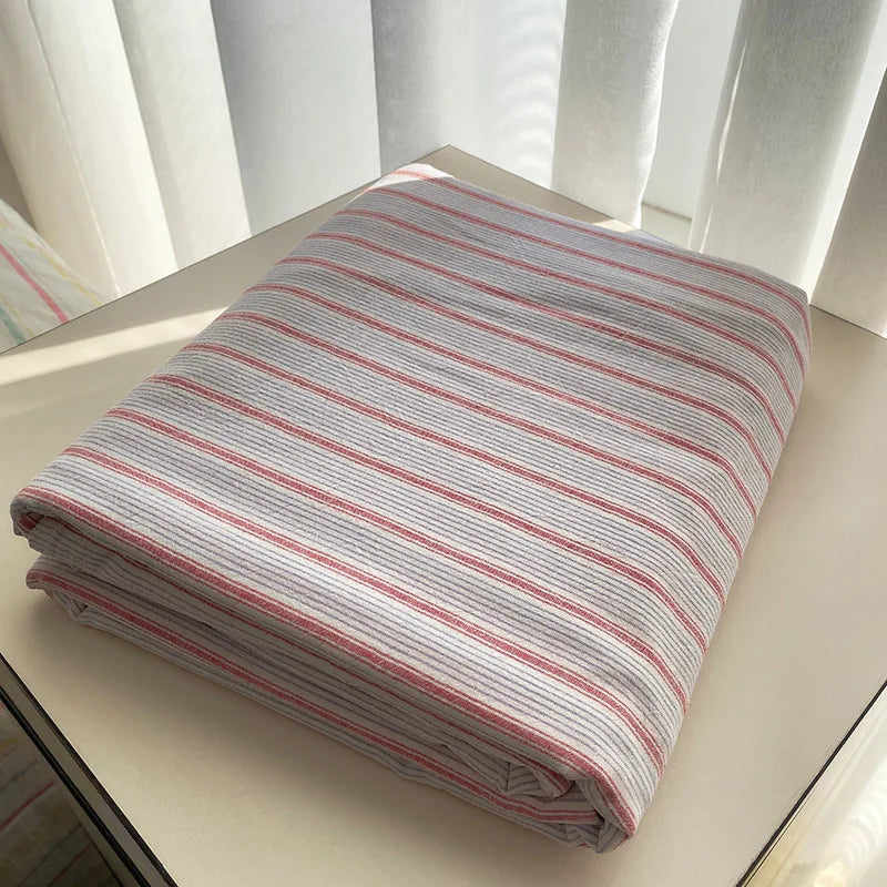 Coral Ticking Cotton Flat Sheet