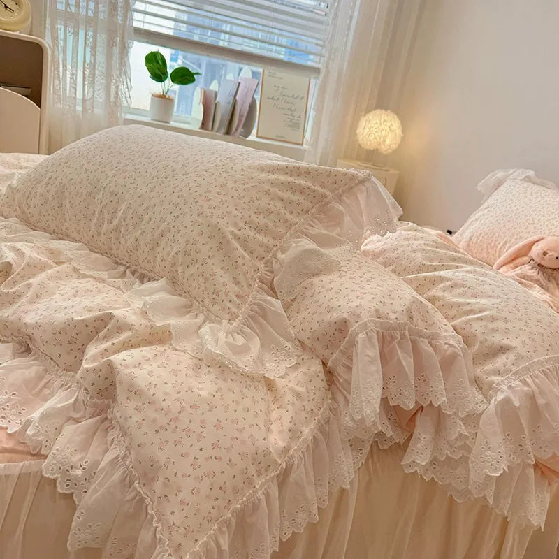 Romantic Ruffle Bedding Set / Soft Blush Pink