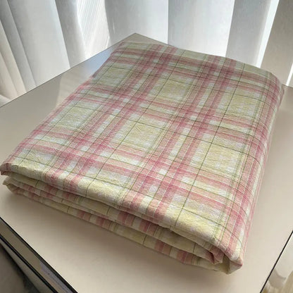 Pink Lemonade Plaid Cotton Flat Sheet