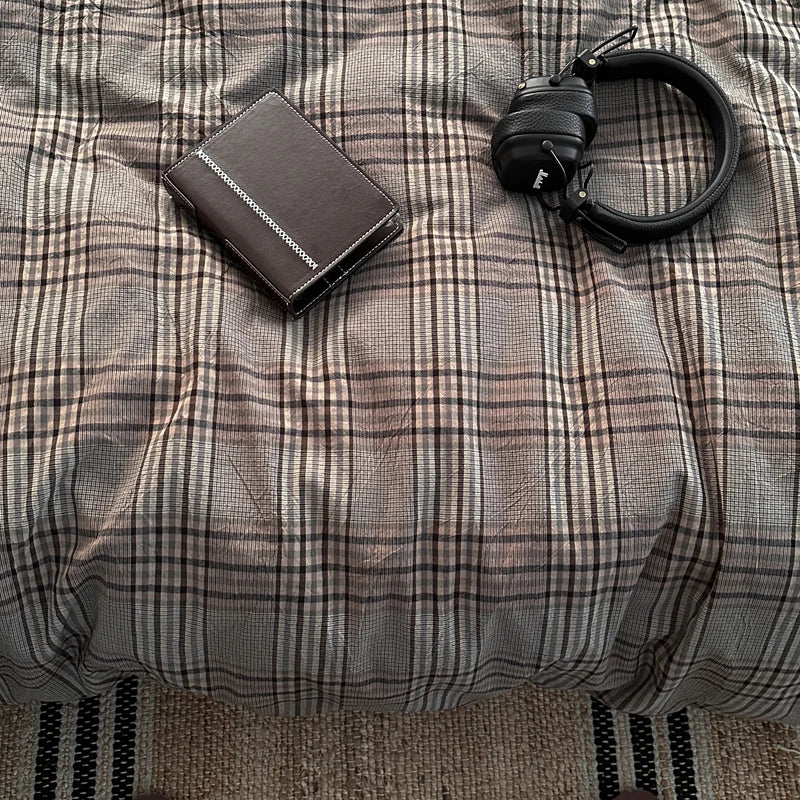 Vintage Brown Plaid Cotton Bedding Set