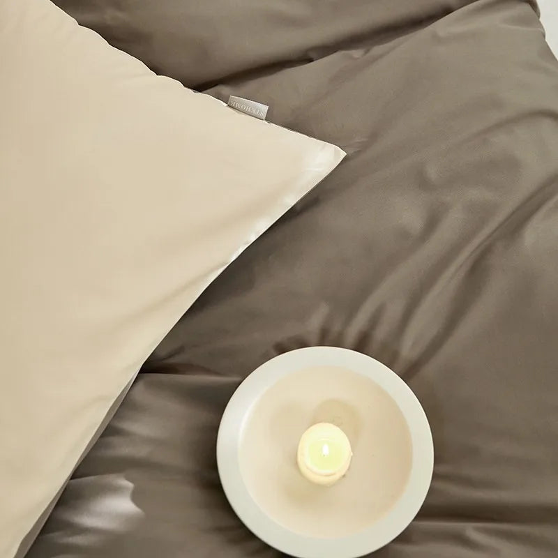 Tranquil Harmony Bedding Sets / Mocha Brown & Soft Cream