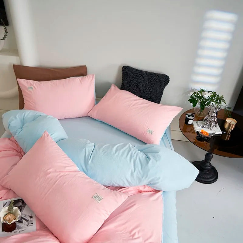 Pastel Dream Bedding Set / Blush & Sky Blue