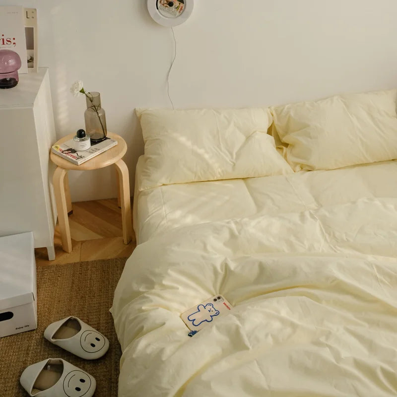 Washed Cotton Solid Bedding Set