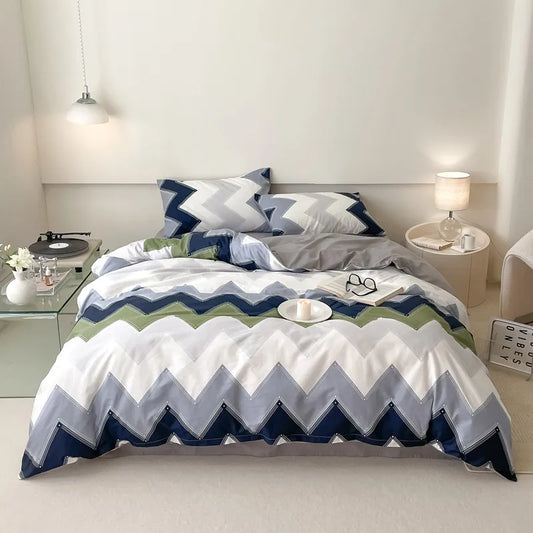 Chevron Chic Bedding Set / Blue & Green