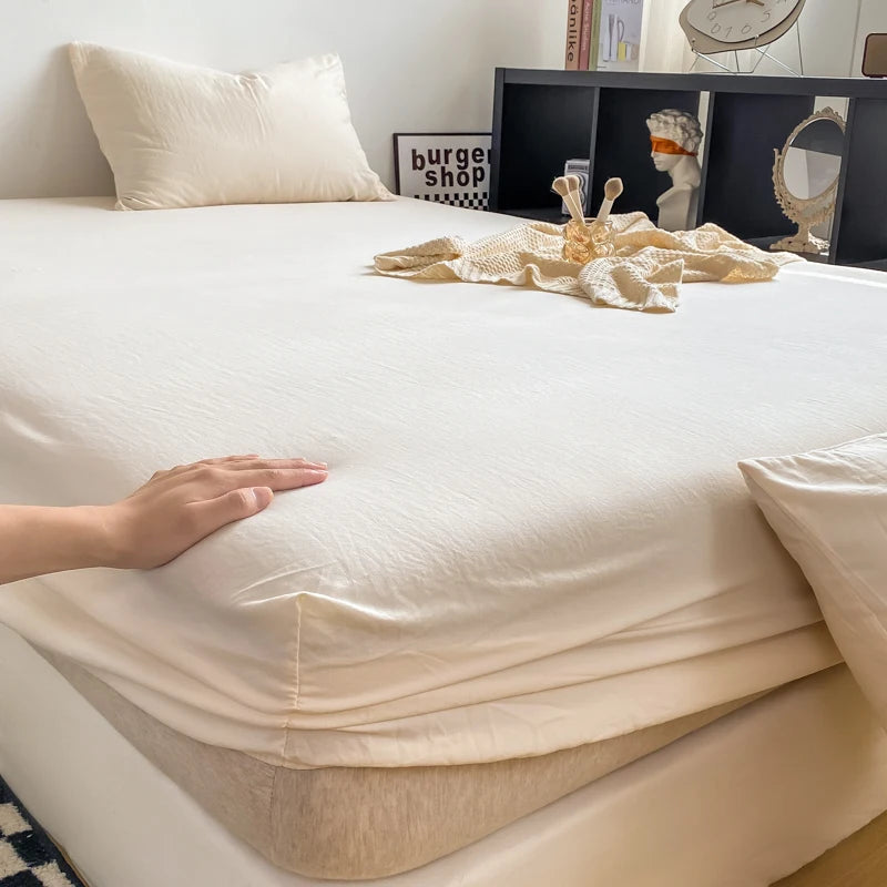 Solid Cotton Fitted Bed Sheets