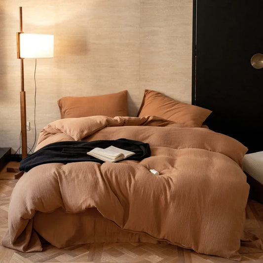 Textured  Earthy  Comform Bedding Set / Light Beige