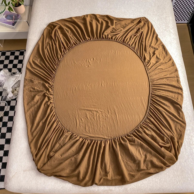 Solid Cotton Fitted Bed Sheets