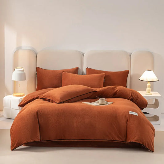 Plush Velvet Bedding Set / Rust