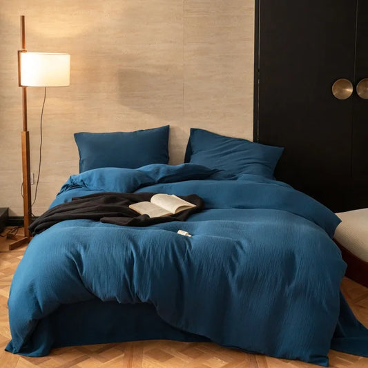 Textured  Earthy  Comform Bedding Set / Deep Blue