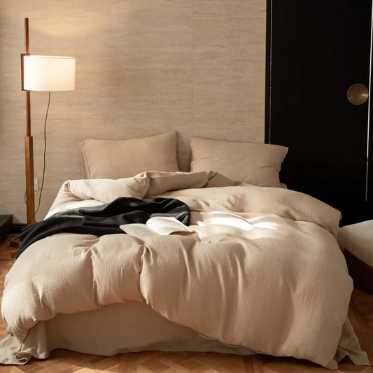 Textured  Earthy  Comform Bedding Set / Light Brown