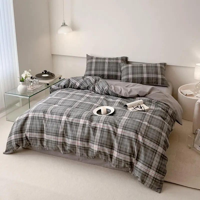 Grey Checks Bedding Set