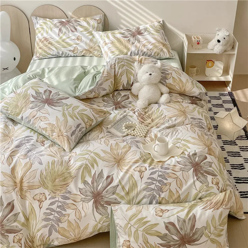 Tropical Bloom Bedding Set / Sage & Sand Blossom