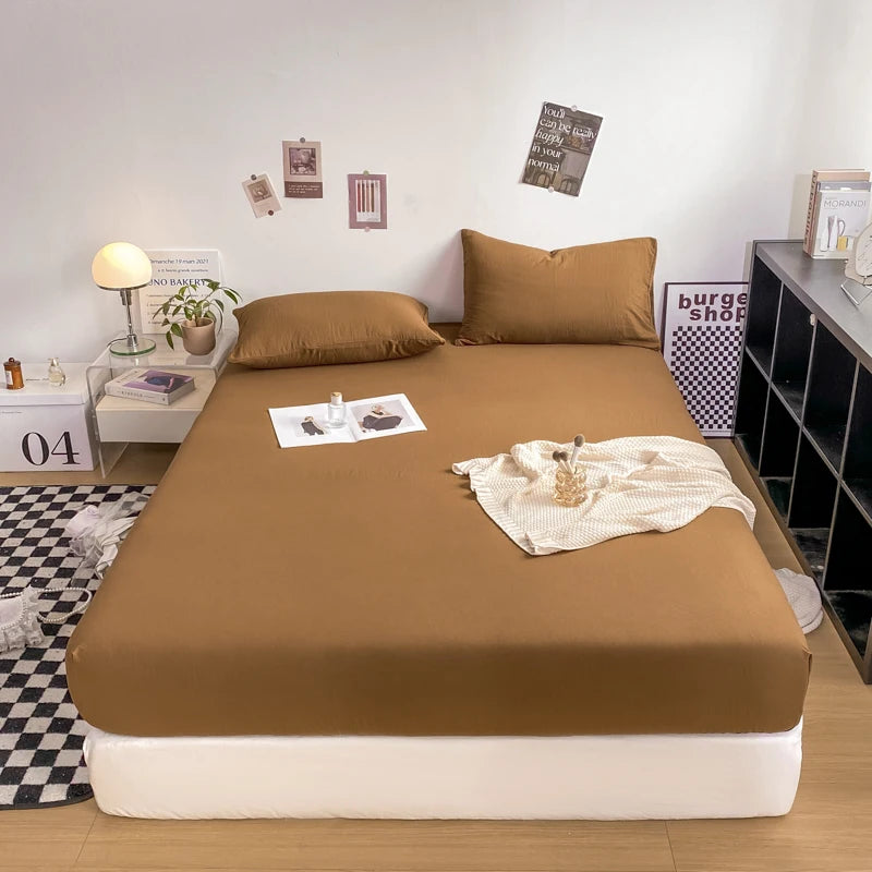 Solid Cotton Fitted Bed Sheets