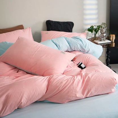 Pastel Dream Bedding Set / Blush & Sky Blue