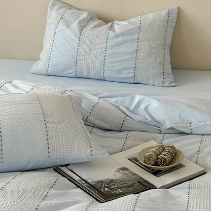 Textured Stripe Cotton Duvet Cover Set