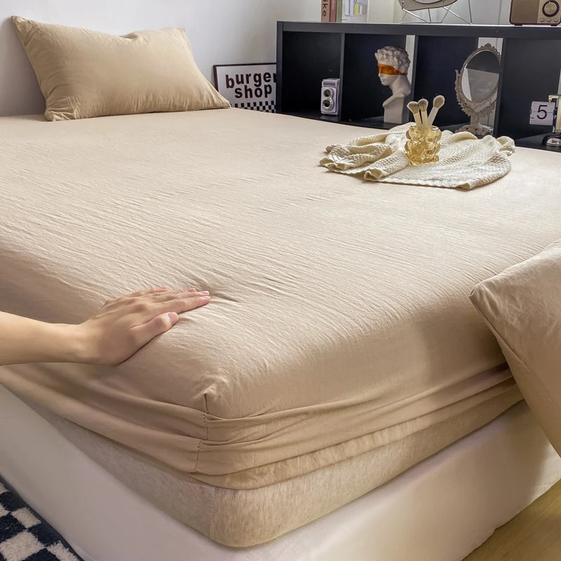 Solid Cotton Fitted Bed Sheets