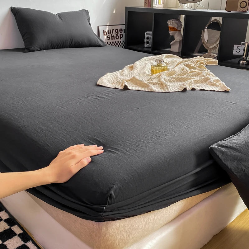 Solid Cotton Fitted Bed Sheets