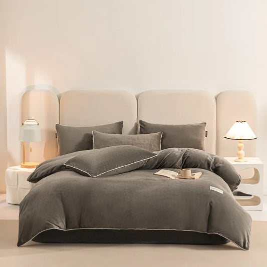 Plush Velvet Bedding Set / Dark Gray