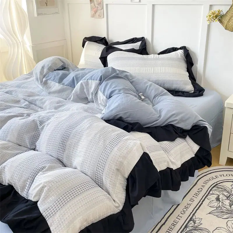 Textured Stripe Ruffle Bedding Collection