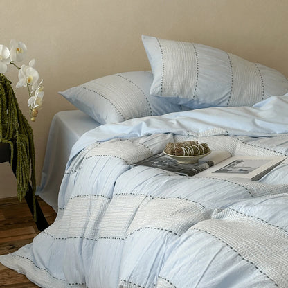 Textured Stripe Cotton Duvet Cover Set