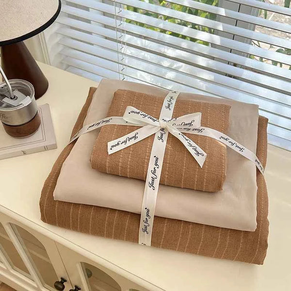 Light Striped Polyester Bedding Set
