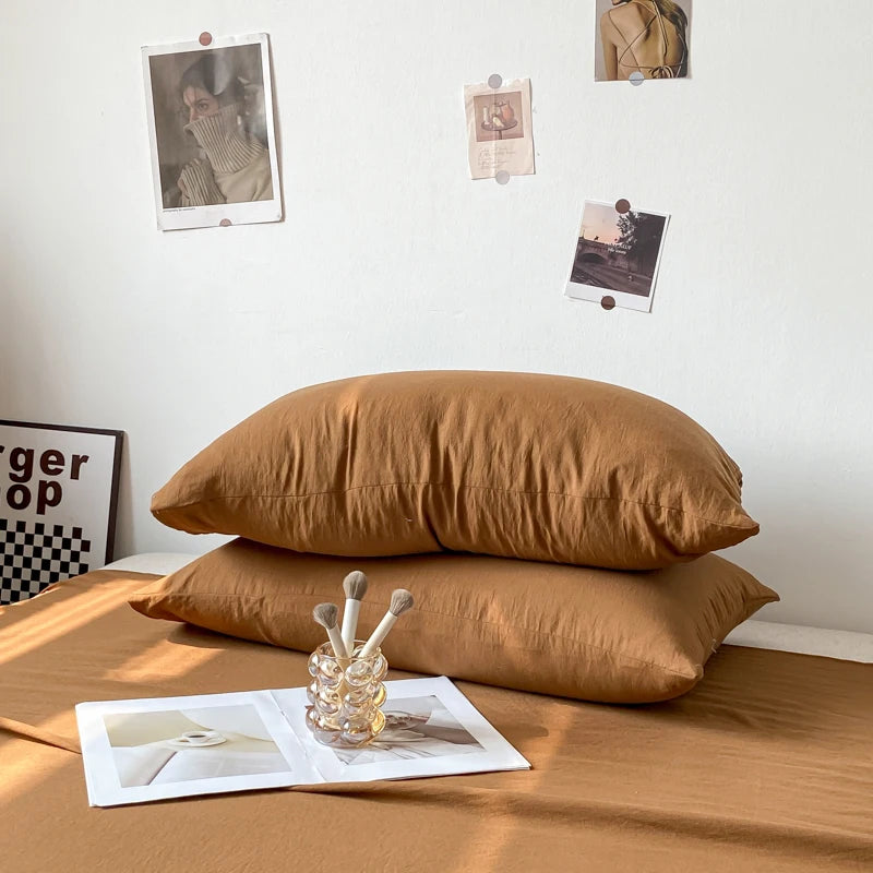 Solid Cotton Pillowcase Sets