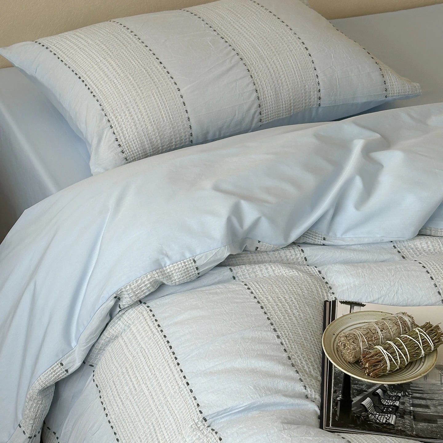 Textured Stripe Cotton Duvet Cover Set