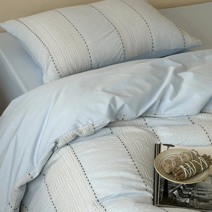 Textured Stripe Cotton Duvet Cover Set