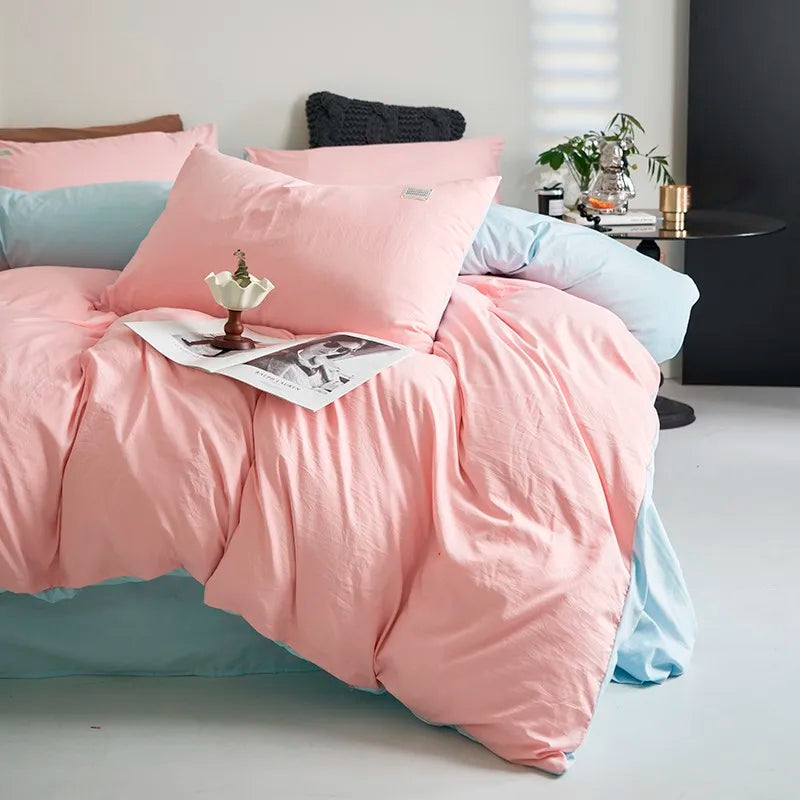 Pastel Dream Bedding Set / Blush & Sky Blue