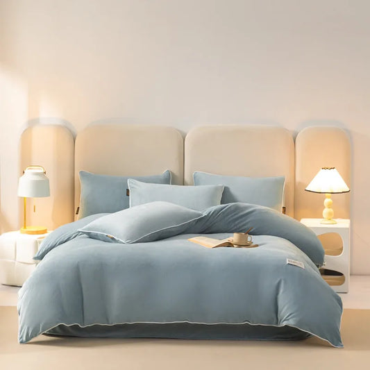 Plush Velvet Bedding Set / Light Blue