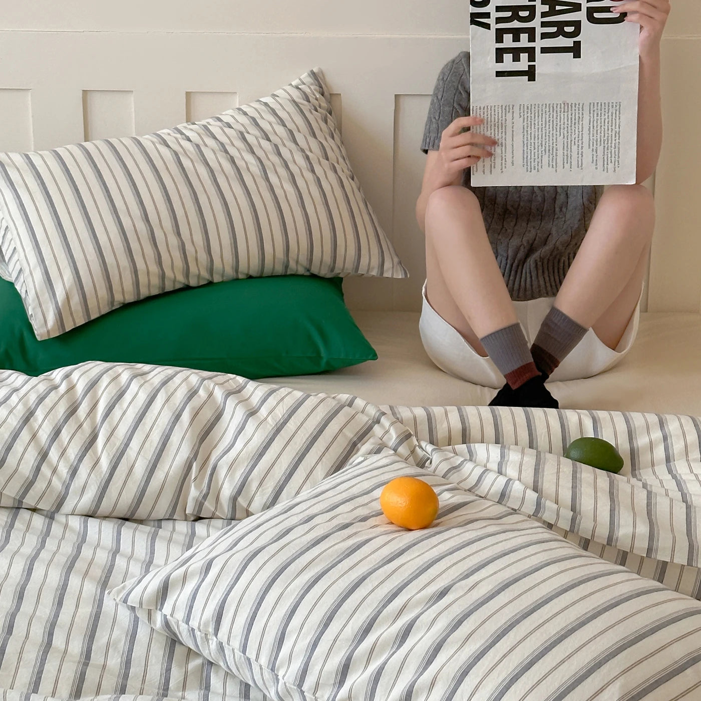 Pinstripe Cotton Bedding Set