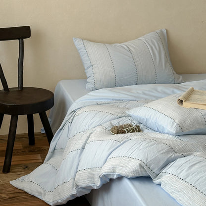 Textured Stripe Cotton Duvet Cover Set
