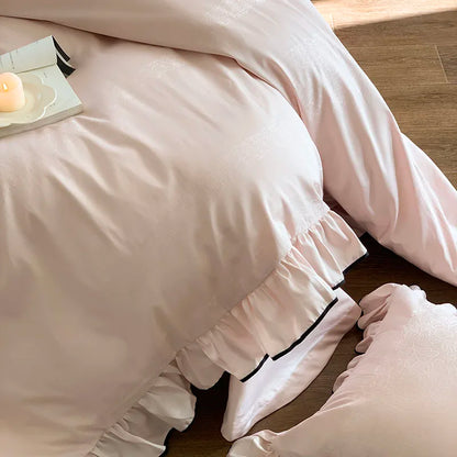 Ivory Ruffle Cotton Duvet Cover Set