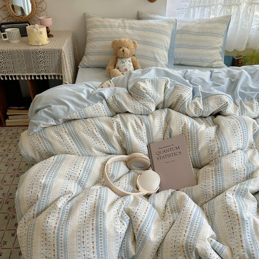 Soft Blue Stripe Bedding Set