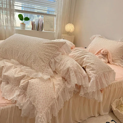 Romantic Ruffle Bedding Set / Soft Blush Pink