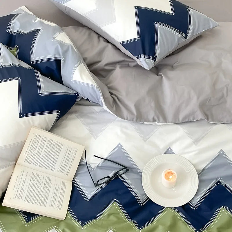 Chevron Chic Bedding Set / Blue & Green