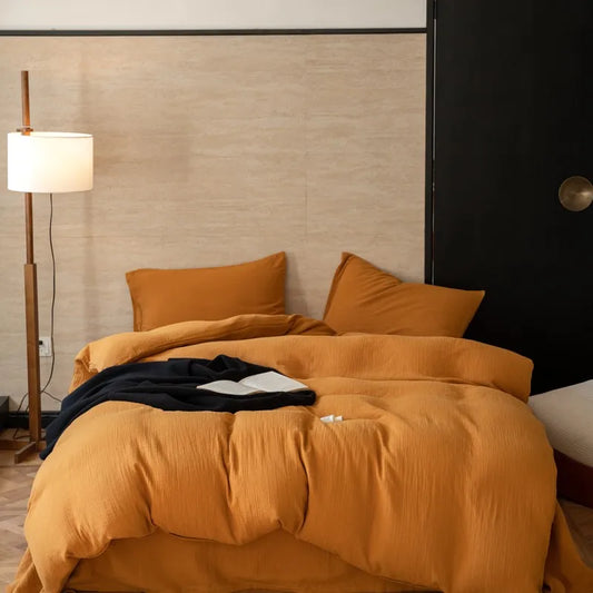 Textured  Earthy  Comform Bedding Set / Mustard Yellow