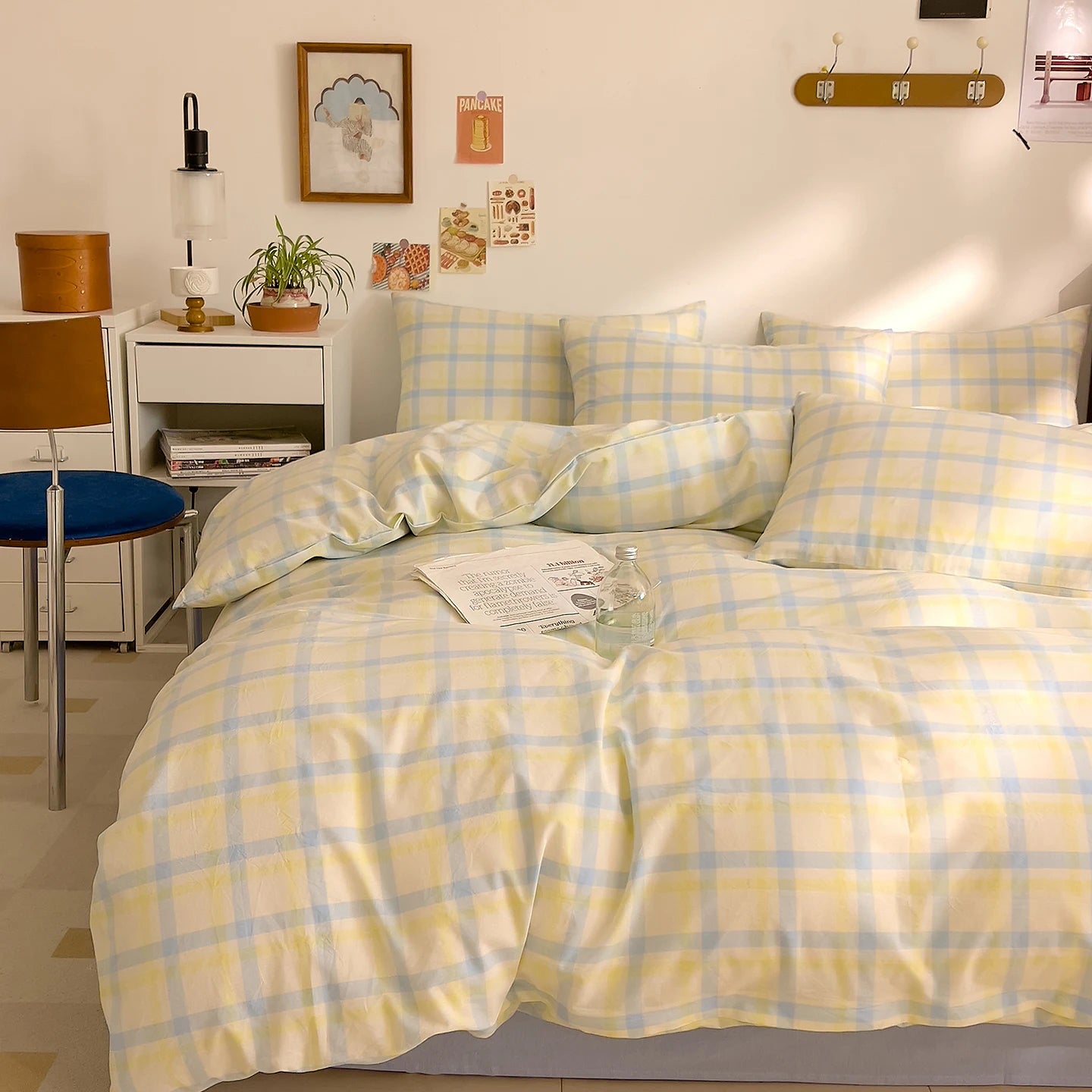 Washed Cotton Check Bedding Collection