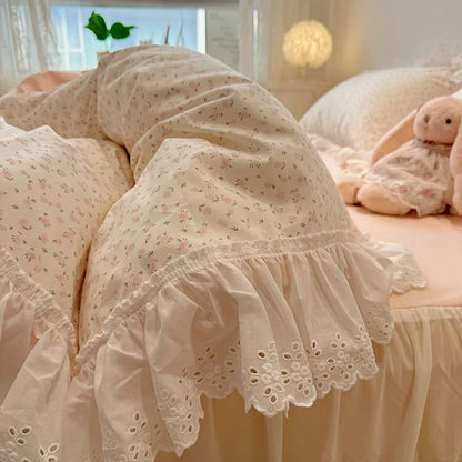 Romantic Ruffle Bedding Set / Soft Blush Pink