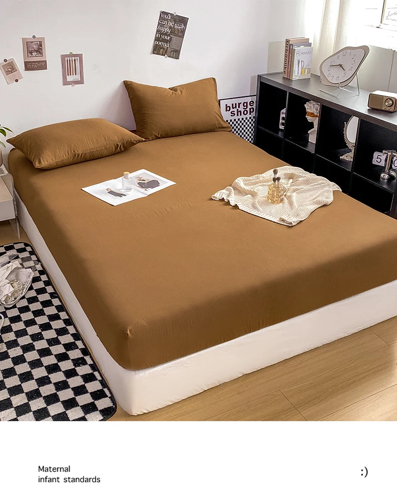 Solid Cotton Fitted Bed Sheets