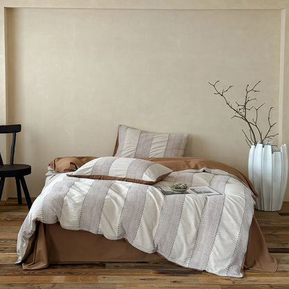Textured Stripe Cotton Duvet Cover Set