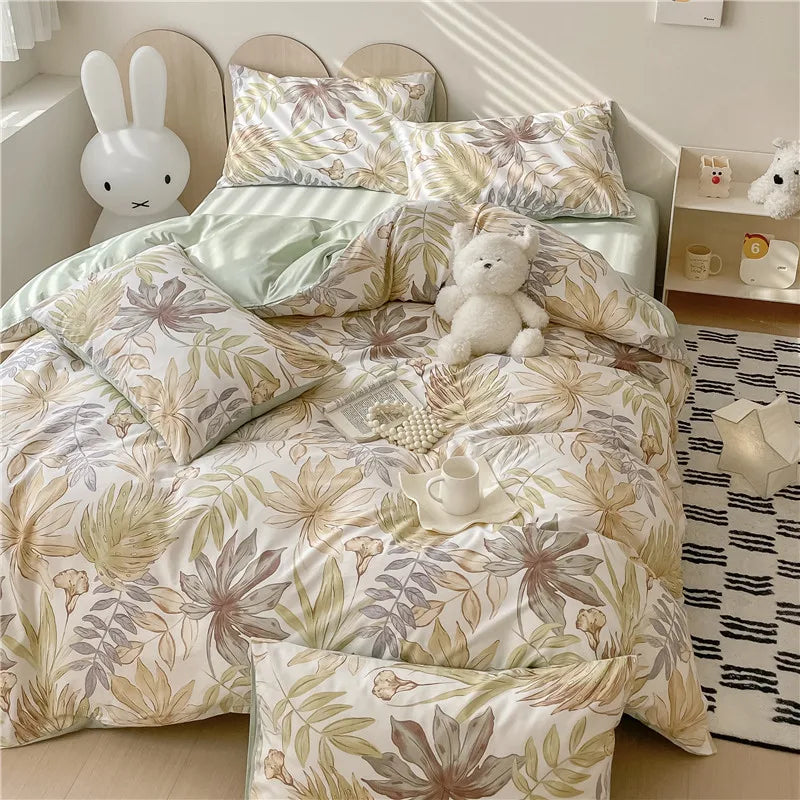 Tropical Bloom Bedding Set / Sage & Sand Blossom