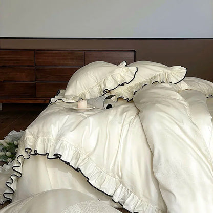 Ivory Ruffle Cotton Duvet Cover Set