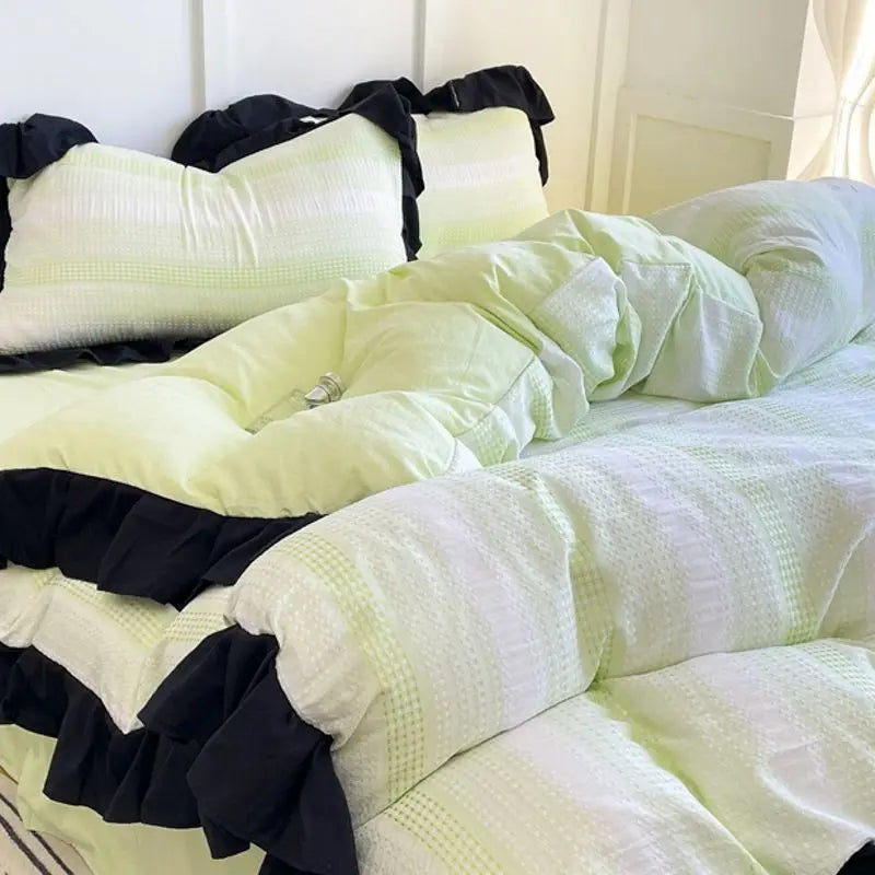 Textured Stripe Ruffle Bedding Collection