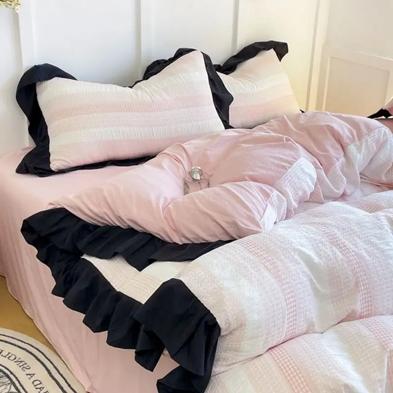 Textured Stripe Ruffle Bedding Collection