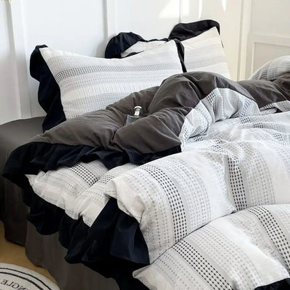 Textured Stripe Ruffle Bedding Collection