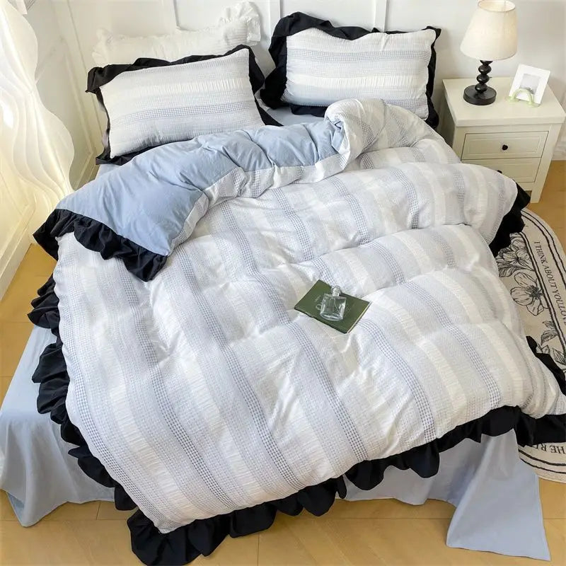 Textured Stripe Ruffle Bedding Collection
