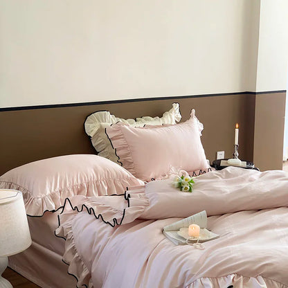 Ivory Ruffle Cotton Duvet Cover Set