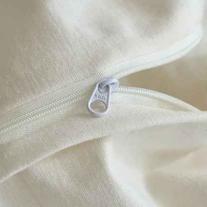 Ivory Linen Cotton Bedding Set with Embroidered Trim